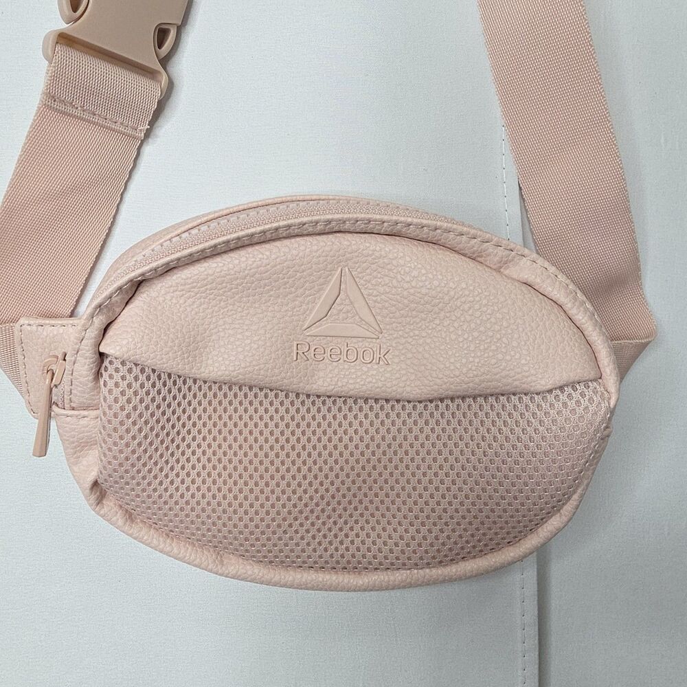 Reebok Hazel Fanny Pack Soft Pink Faux Leather Waist Bag Walking Running Gym